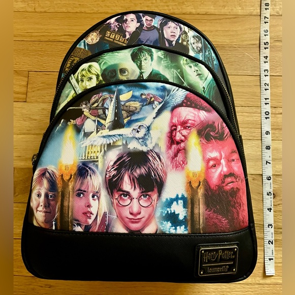 NWT Loungefly Harry Potter Trilogy Series #1 Triple Zipper Backpack - Picture 12 of 12